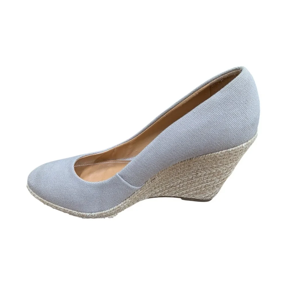 Schutz Women's Canvas Espadrille Wedge Pumps Beige Almond Toe Made in Brazil- 10